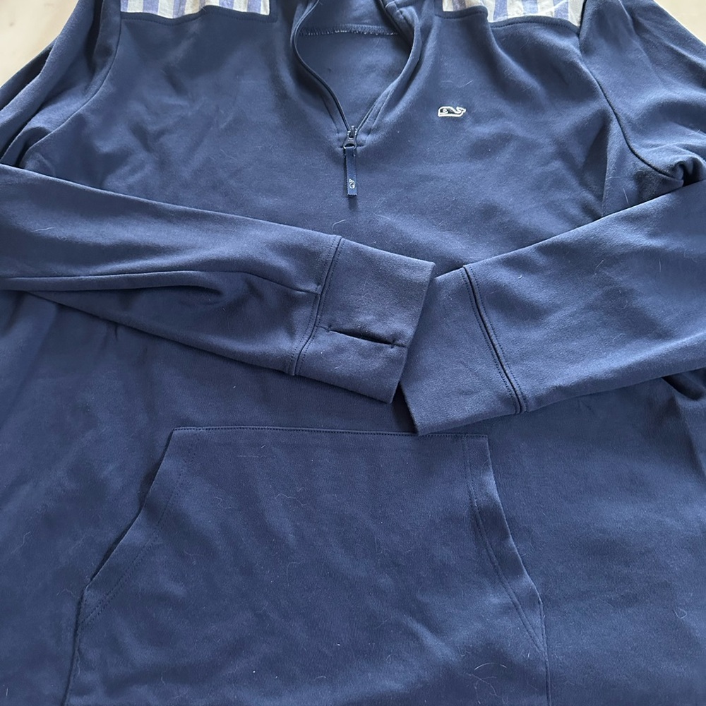 Vineyard Vines Blue and White Zip Up Sweater